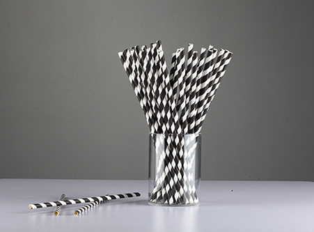 High Quality Eco Friendly Black Stripe Paper Straws