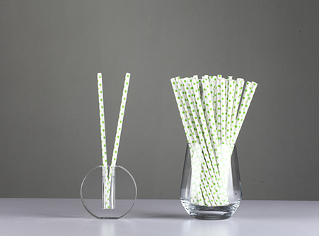 Sale Disposable Paper Straws with green Dot