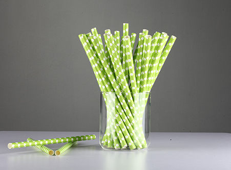 China Recycable Disposable Green Dot Large Size Paper Straws