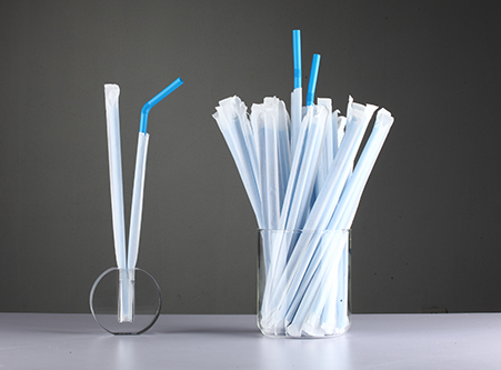 Individually Wrapped PLA Straws Blue Bent Straws China
