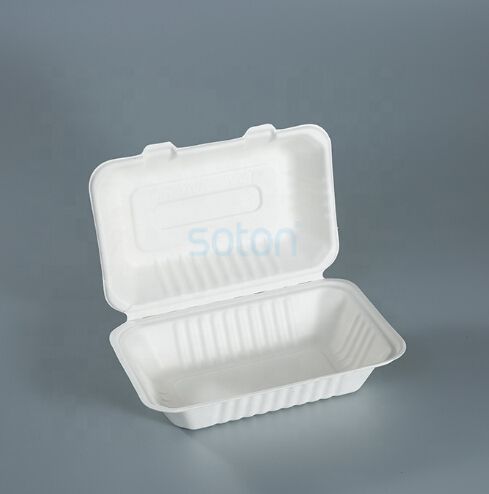 sugarcane clamshell pulp packing fast food burger lunch box