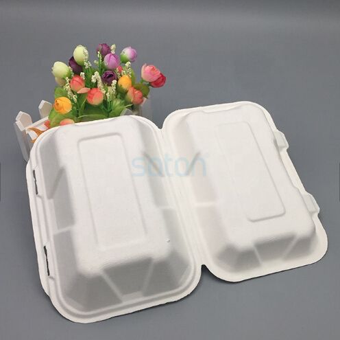 sugarcane clamshell pulp packing fast food burger lunch box