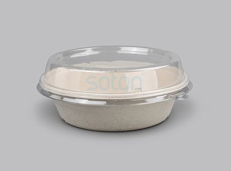 Wholesale Biodegradable Sugarcane Container Round Lunch Box with Lid