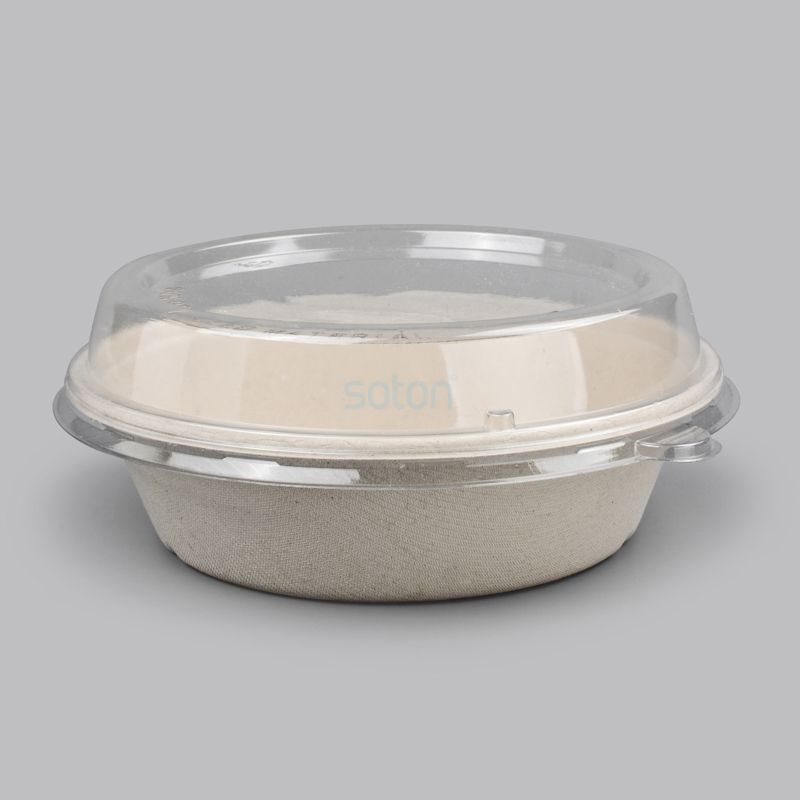 Wholesale Biodegradable Sugarcane Container Round Lunch Box with Lid