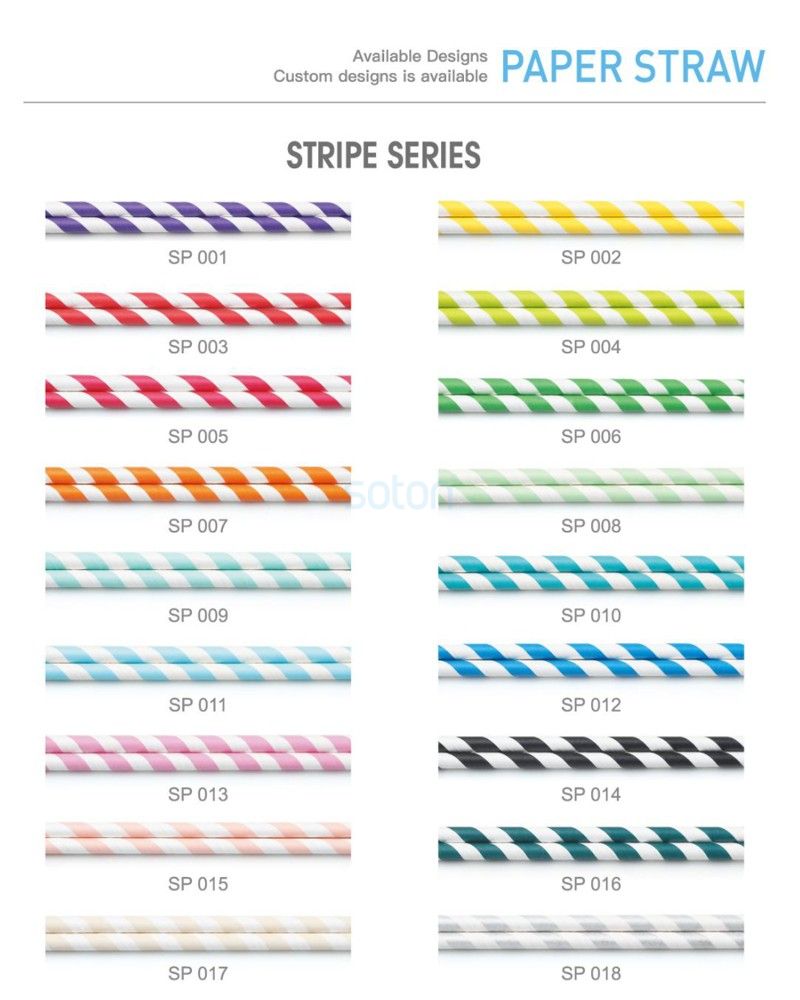 Eco Disposable Stripe Individually Wrapped Paper Straws