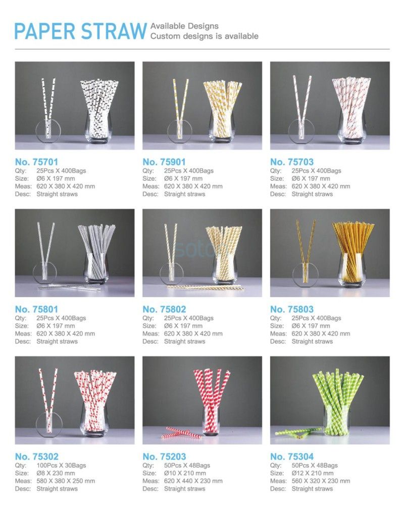 Eco Disposable Stripe Individually Wrapped Paper Straws