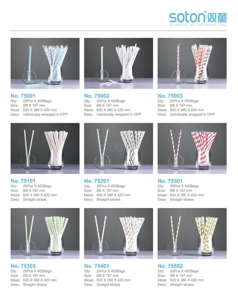 China Stripe Paper Straws with Individual Wrapped