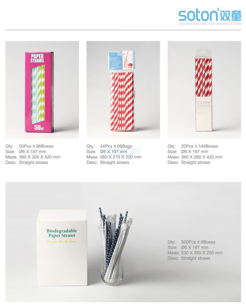China Stripe Paper Straws with Individual Wrapped