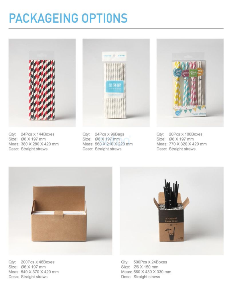 Single Paper Package Stripe Paper Straws Wholesale