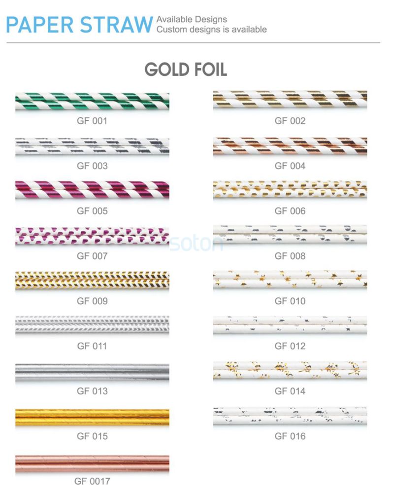 Colorful Silver Gold Paper Straws Biodegradable China