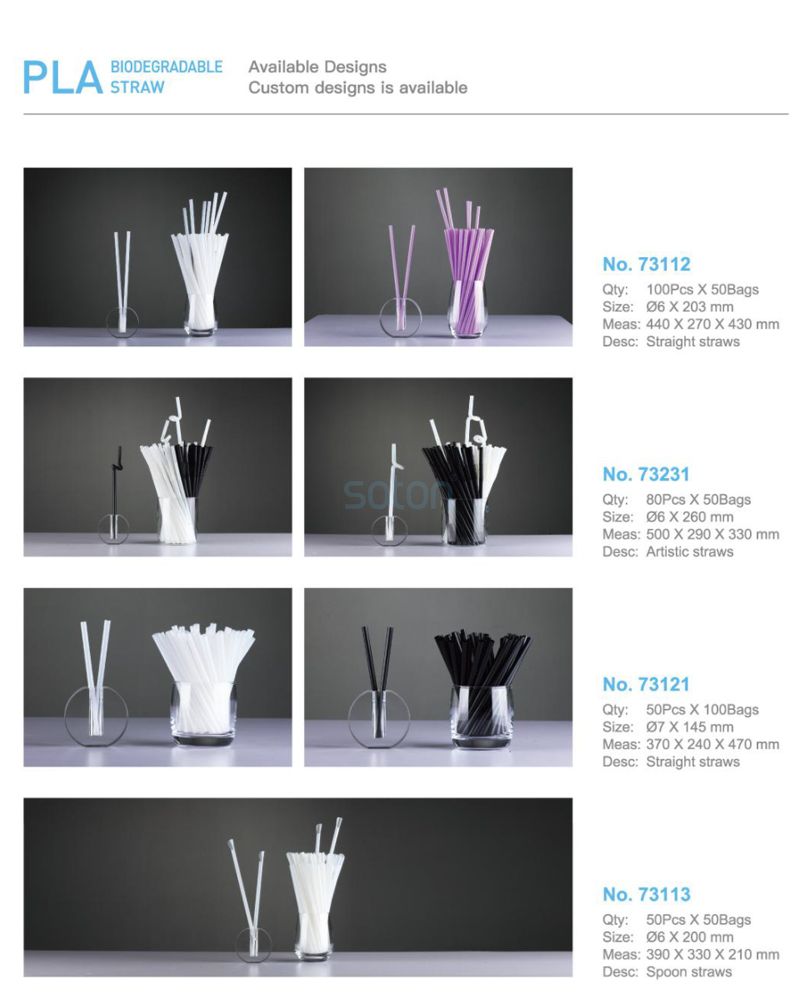 Custom PLA Straws Bio Straight Straws Wholesale