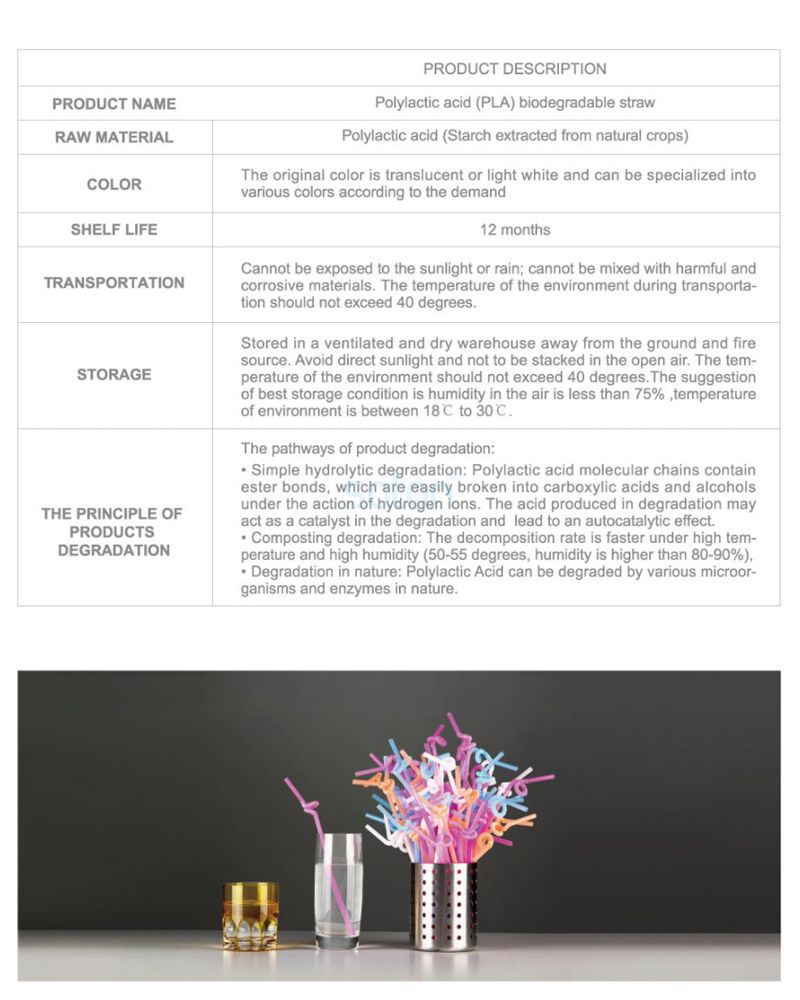PLA Bent Straw Degradable Disposable Cheap Price